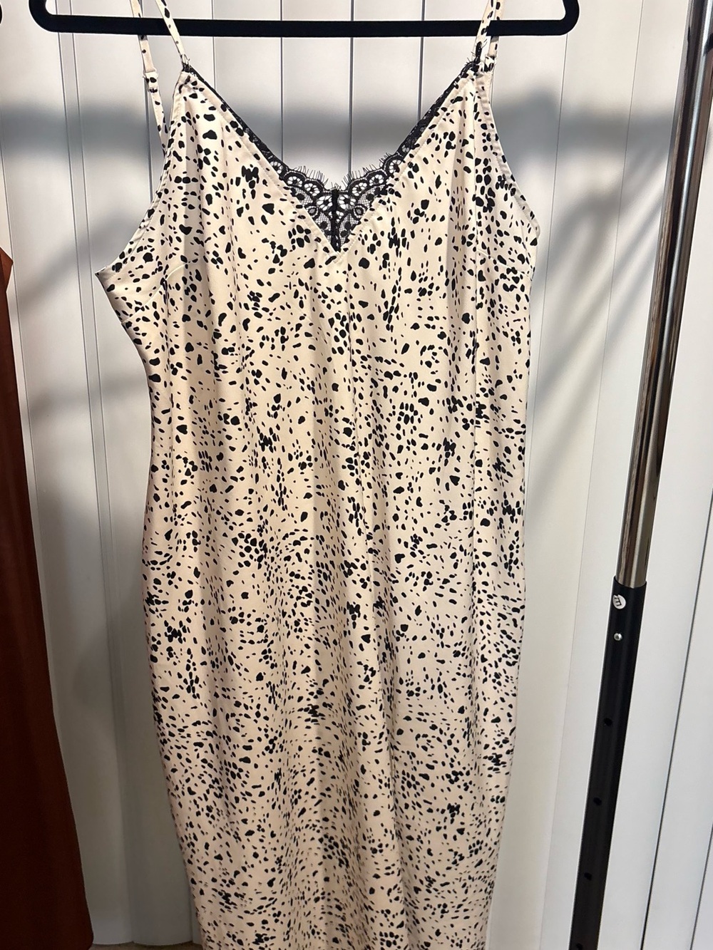 a new day Cream Slip Dress with Black Speckle and Lace Trim